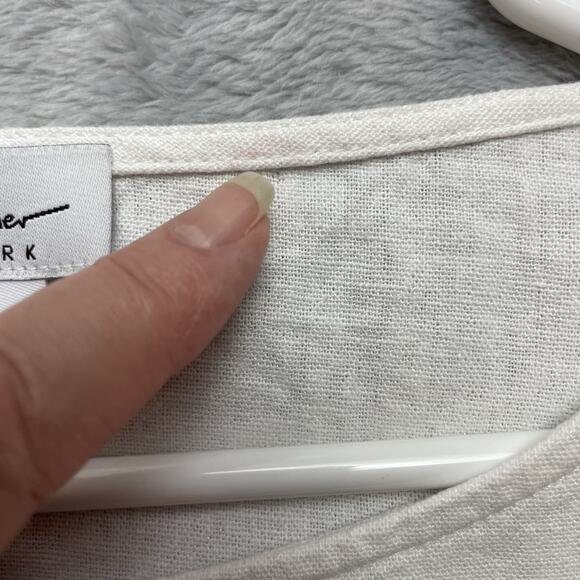 Nicole Miller Linen Blend Blouse Top Womens XL White Long Sleeve Minimalist - Picture 7 of 7